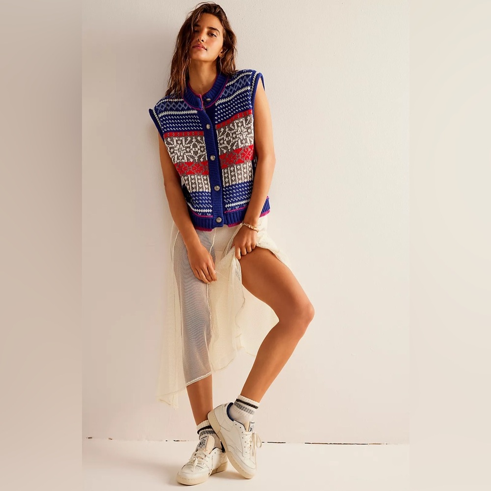 We The Free Prep School Cardi Sleeveless Sweater Vest